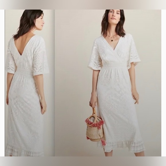 FARM Rio Dresses & Skirts - FARM RIO Anthropologie Devore Sz Large Cream Maxi Dress Orig $250